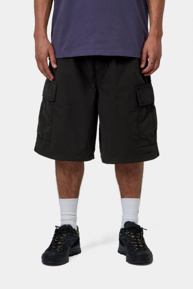 Carhartt Mandler Cargo Short - Black, Garment dyed