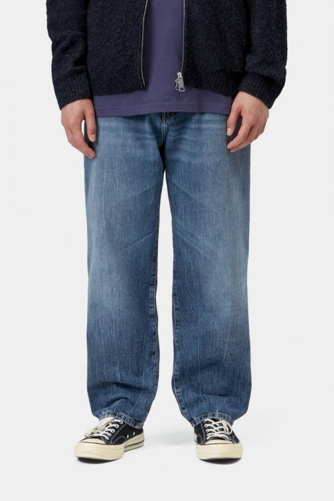 Carhartt Aaron Pant - Blue, Marble used wash