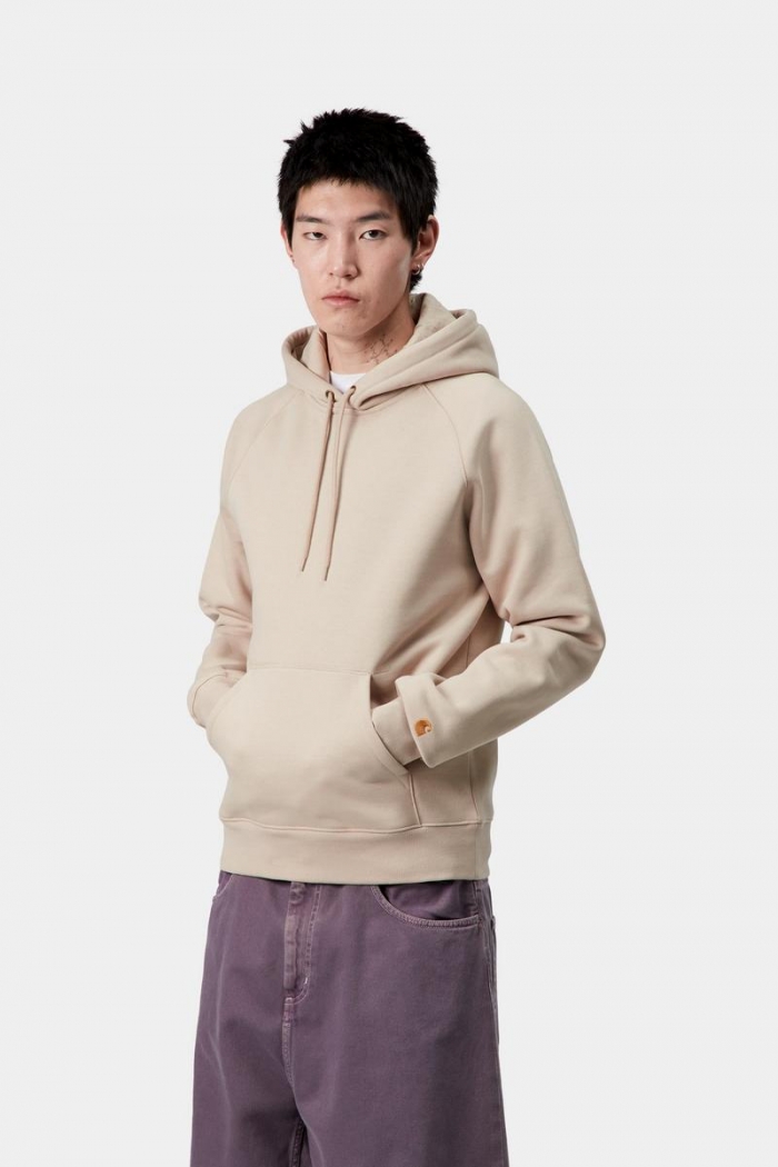 Carhartt Hooded Chase Sweatshirt - Fleur De Sel / Gold