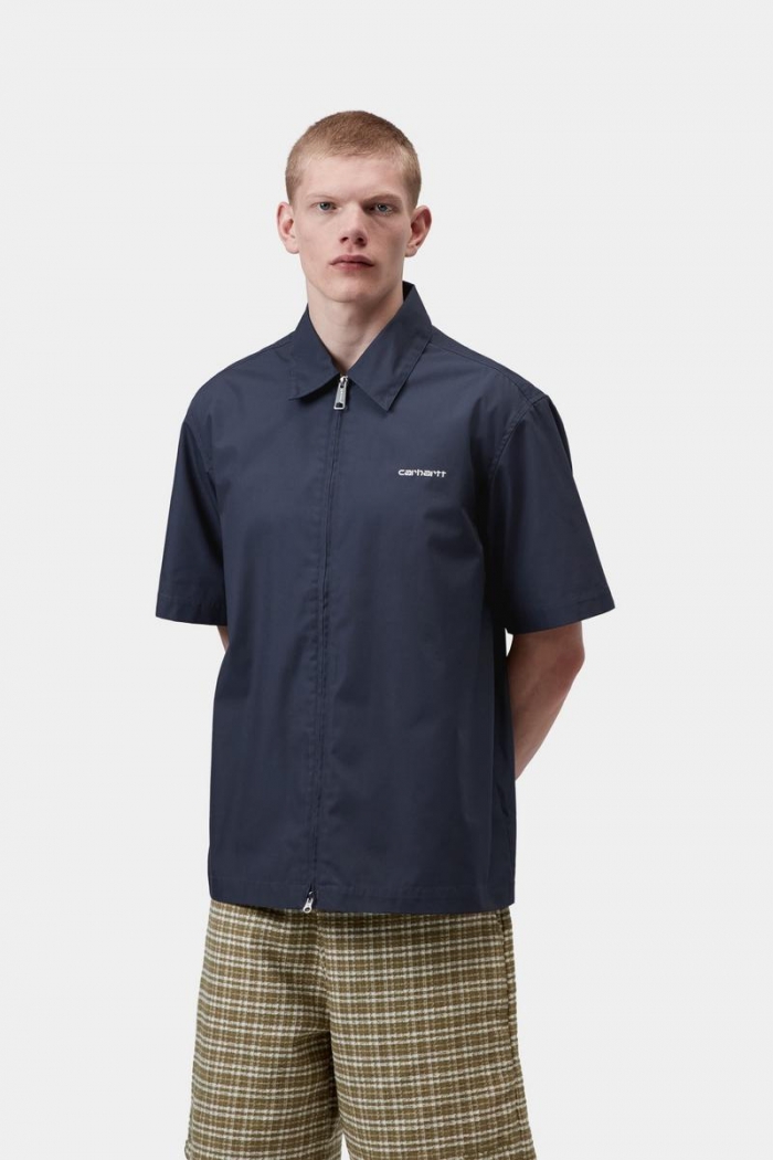 Carhartt S/S Postal Zip Shirt - Blue / Wax