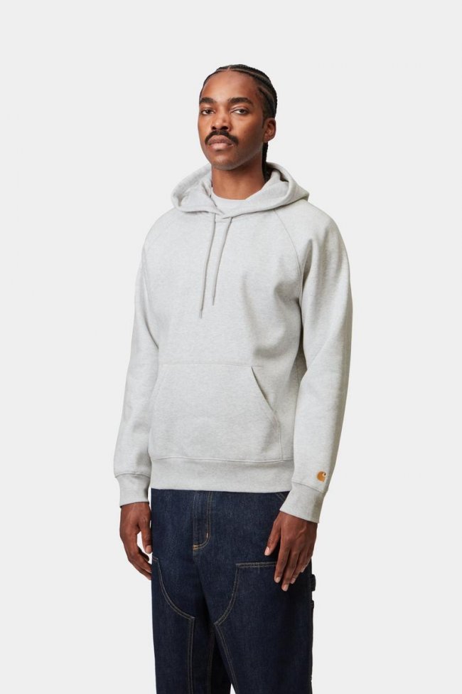 Carhartt Hooded Chase Sweatshirt - Ash Heather / Gold