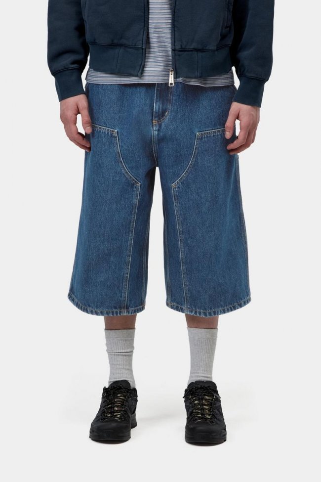 Carhartt OG Double Knee Long Short - Blue, Stone washed Carhartt OG Double Knee Long Short - Blue, Stone washed