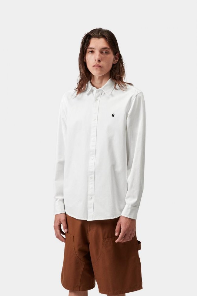 Carhartt L/S Madison Shirt - White / Black Carhartt L/S Madison Shirt - White / Black