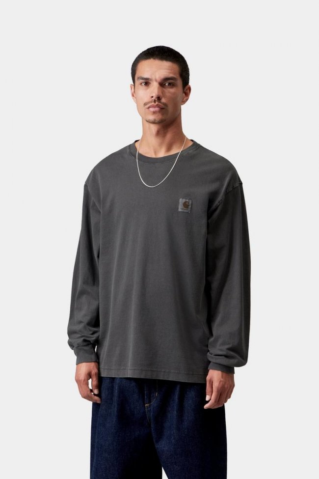 Carhartt L/S Vista T-Shirt - Black, Garment dyed