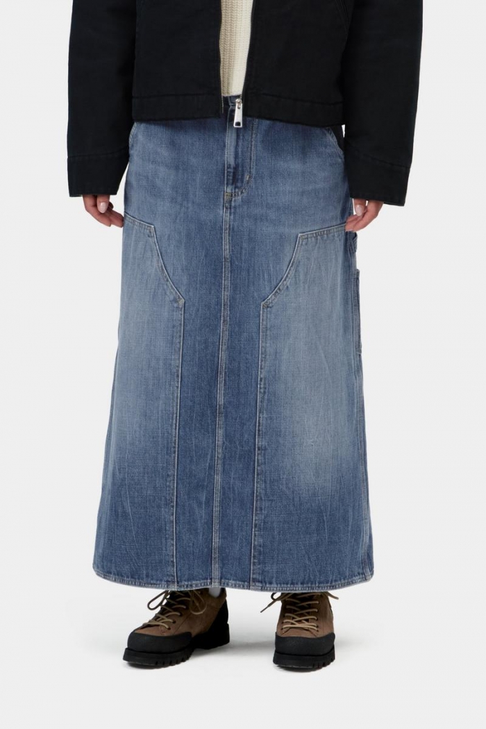 Carhartt Double Knee Skirt Long - Blue, Marble used wash
