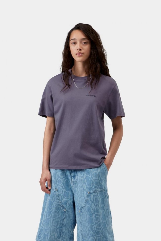 Carhartt S/S Script Embroidery T-Shirt - Shady Purple / Dark Navy Carhartt S/S Script Embroidery T-Shirt - Shady Purple / Dark Navy