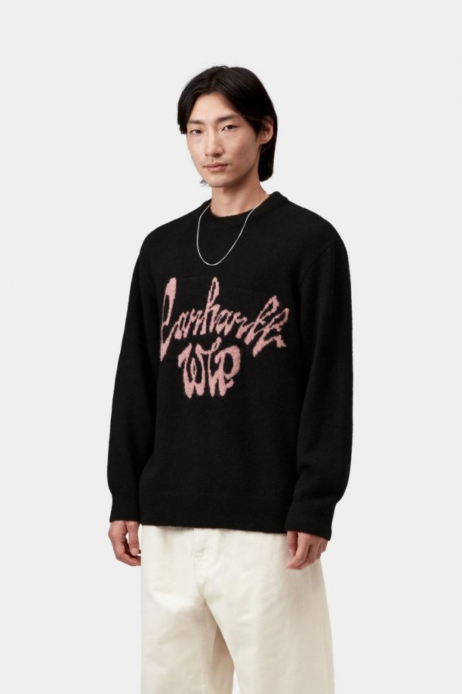 Carhartt Chedda Sweater - Black / Glassy Pink