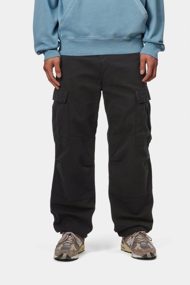 Carhartt Regular Cargo Pant - Black, Garment dyed