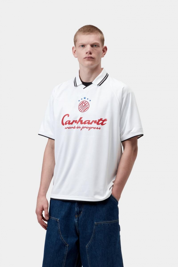 Carhartt S/S Terrace Football T-Shirt - Heart Train Jacquard, White
