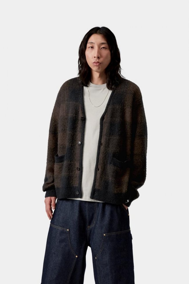 Carhartt Everson Cardigan - Everson Jacquard, Black / Palisander