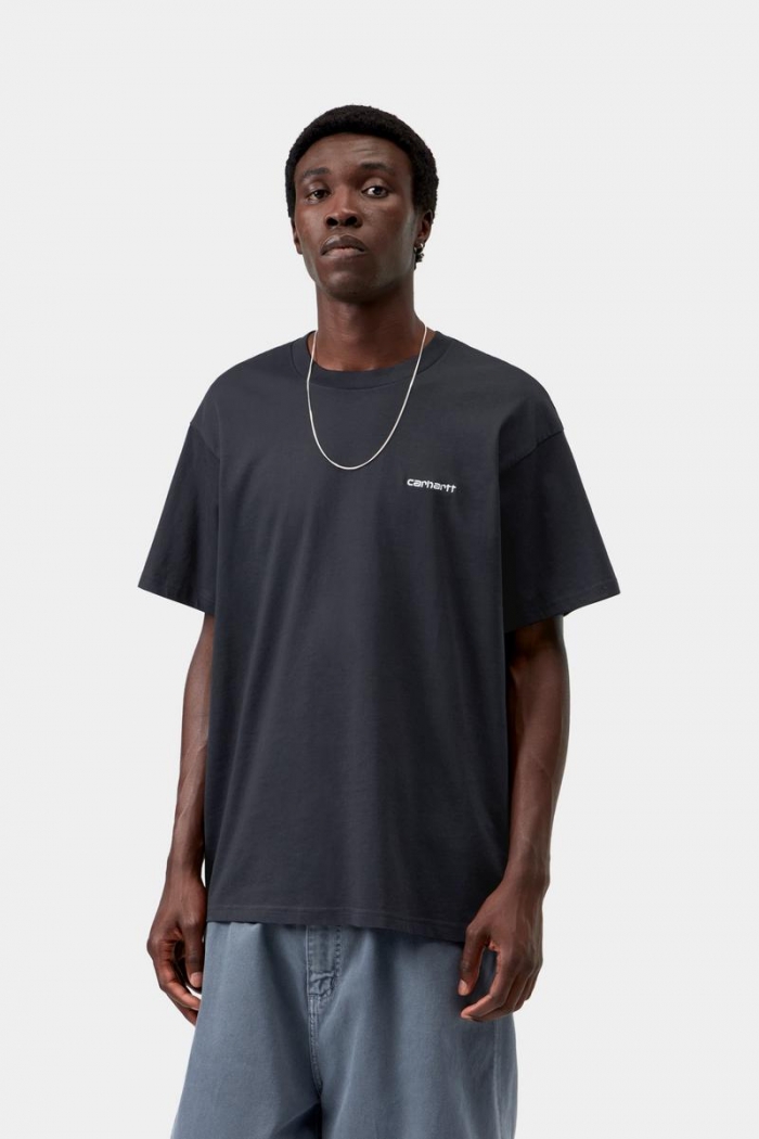 Carhartt S/S Script Embroidery T-Shirt - Dark Navy / White