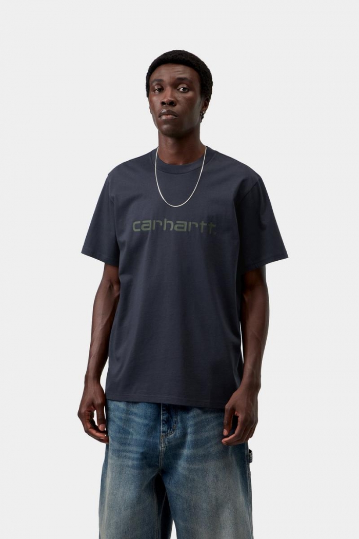 Carhartt S/S Script T-Shirt - Dark Navy / Dark Scarab