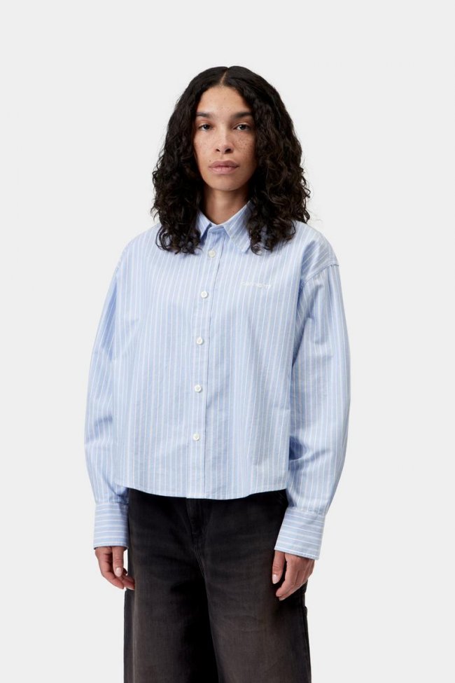 Carhartt L/S Kanan Shirt - Kanan Stripe, Bleach Carhartt L/S Kanan Shirt - Kanan Stripe, Bleach