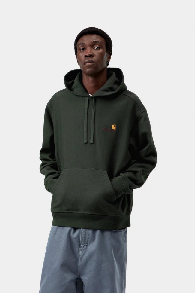 Carhartt Hooded American Script Sweatshirt - Raven Carhartt Hooded American Script Sweatshirt - Raven
