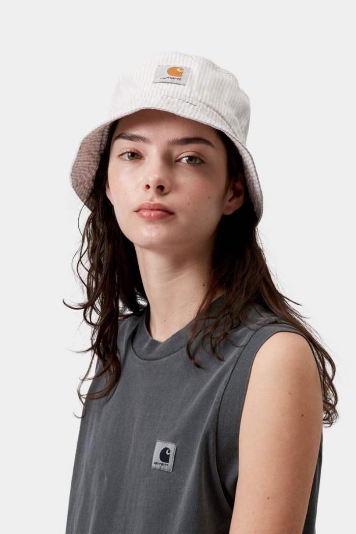 Carhartt Mercer Bucket Hat - Mercer Stripe, Graphite / Wax, Bleached