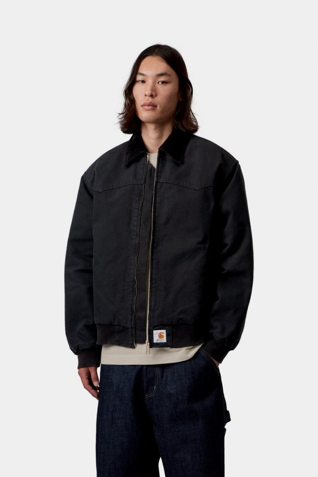 Carhartt OG Santa Fe Jacket - Black / Black, Stone canvas Carhartt OG Santa Fe Jacket - Black / Black, Stone canvas