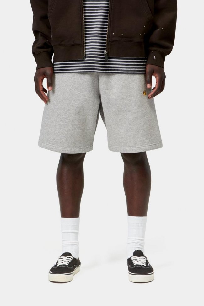 Carhartt Chase Sweat Short - Grey Heather / Gold Carhartt Chase Sweat Short - Grey Heather / Gold