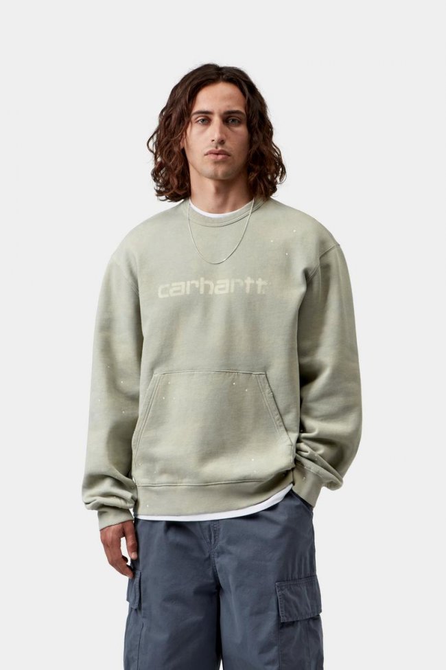 Carhartt Painter Sweatshirt - Shady Green, Destroy wash, splatter