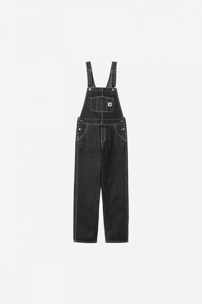 Carhartt Bib Overall Straight - Black, Stone washed