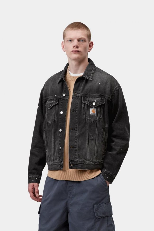 Carhartt Helston Jacket - Black, Destroy wash, splatter