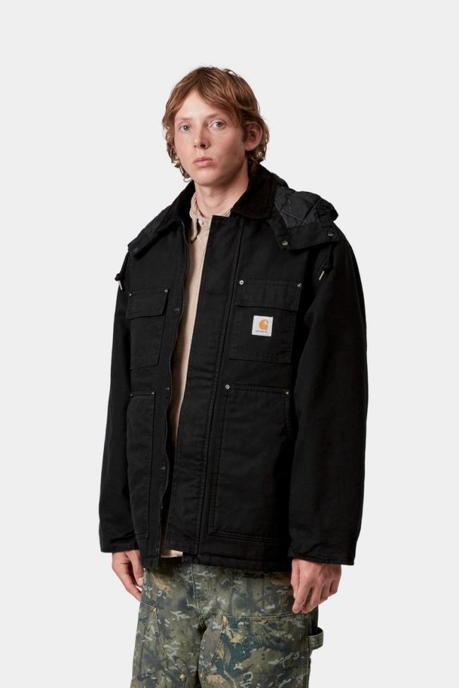 Carhartt Ambel Coat - Black / Black, Stone washed