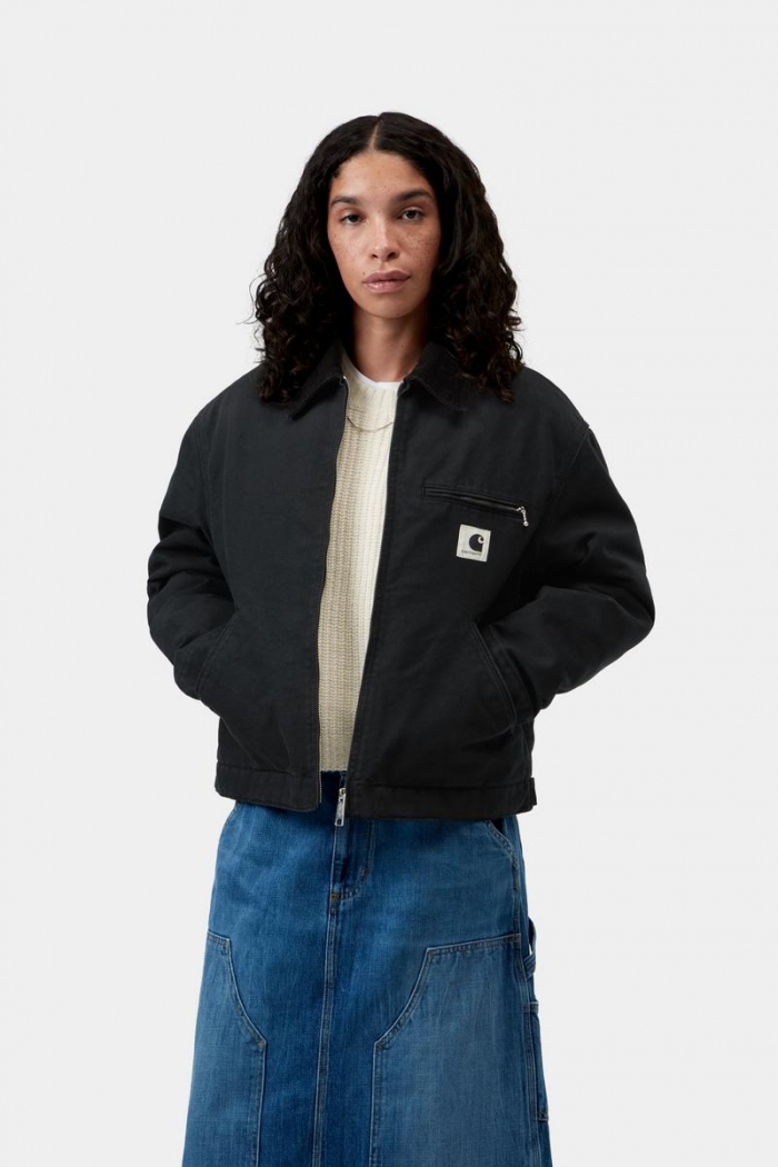 Carhartt OG Detroit Jacket - Black / Black, Stone canvas