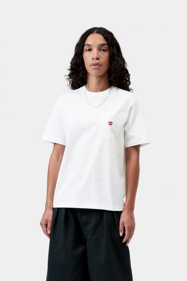 Carhartt S/S Pocket Small Heart T-Shirt - White / Red Carhartt S/S Pocket Small Heart T-Shirt - White / Red