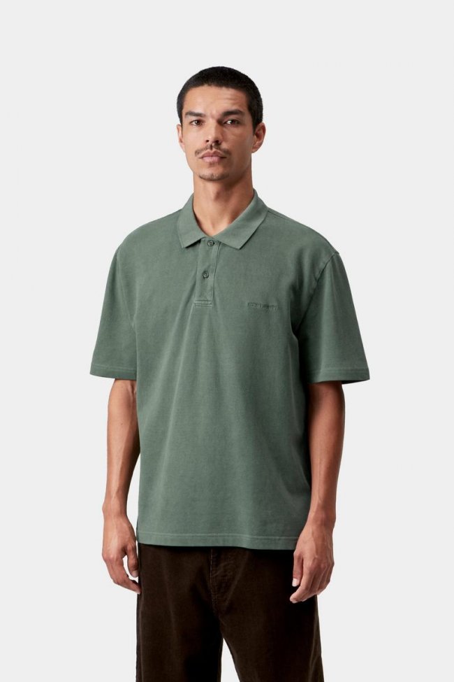 Carhartt S/S Wayne Polo - Dark Scarab, Garment dyed