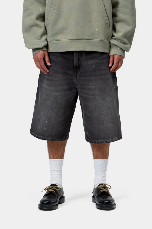 Carhartt OG Single Knee Short - Black, Destroy wash, splatter
