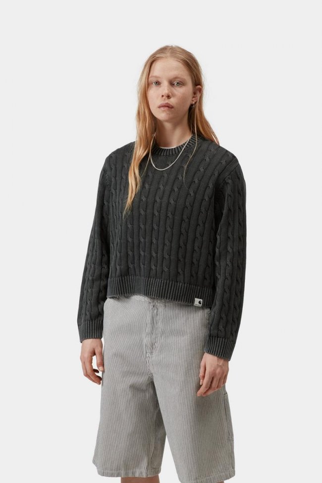 Carhartt Carter Sweater - Black, Garment dyed