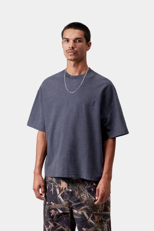 Carhartt S/S Lambert T-Shirt - Dark Navy, Moon wash