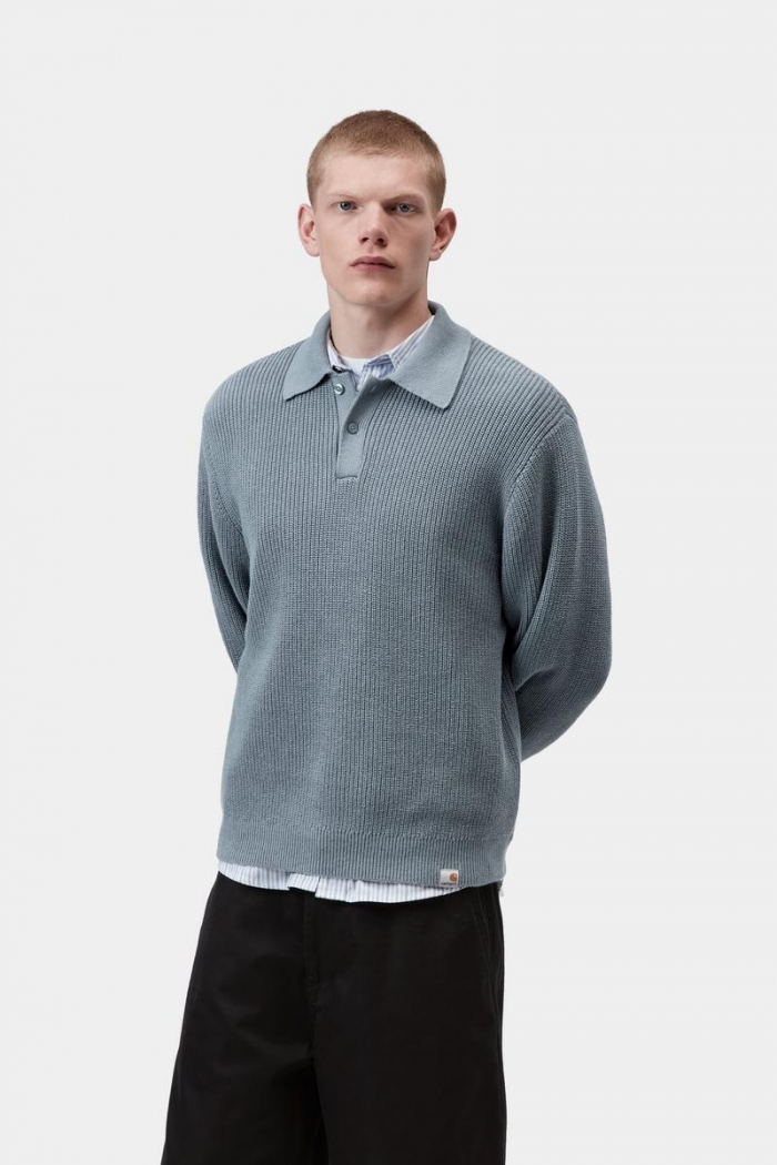 Carhartt L/S Miles Polo - Shady Blue