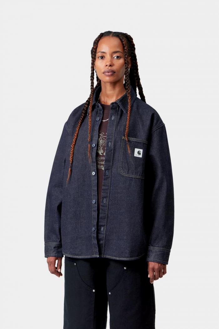Carhartt Marly Shirt Jac - Blue, Rinsed