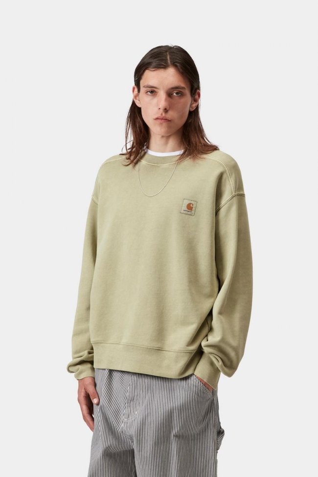 Carhartt Nelson Sweatshirt - Gentle Green, Garment dyed