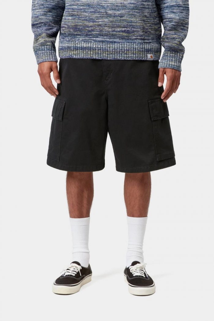 Carhartt Kade Cargo Short - Black, Stone washed