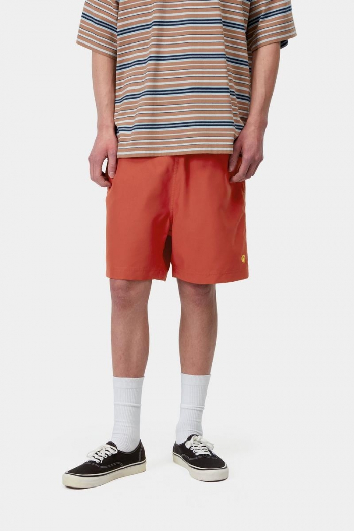 Carhartt Chase Swim Trunks - Oxide Red / Gold