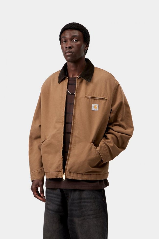 Carhartt OG Detroit Jacket - WIP H Brown / Tobacco, Stone canvas