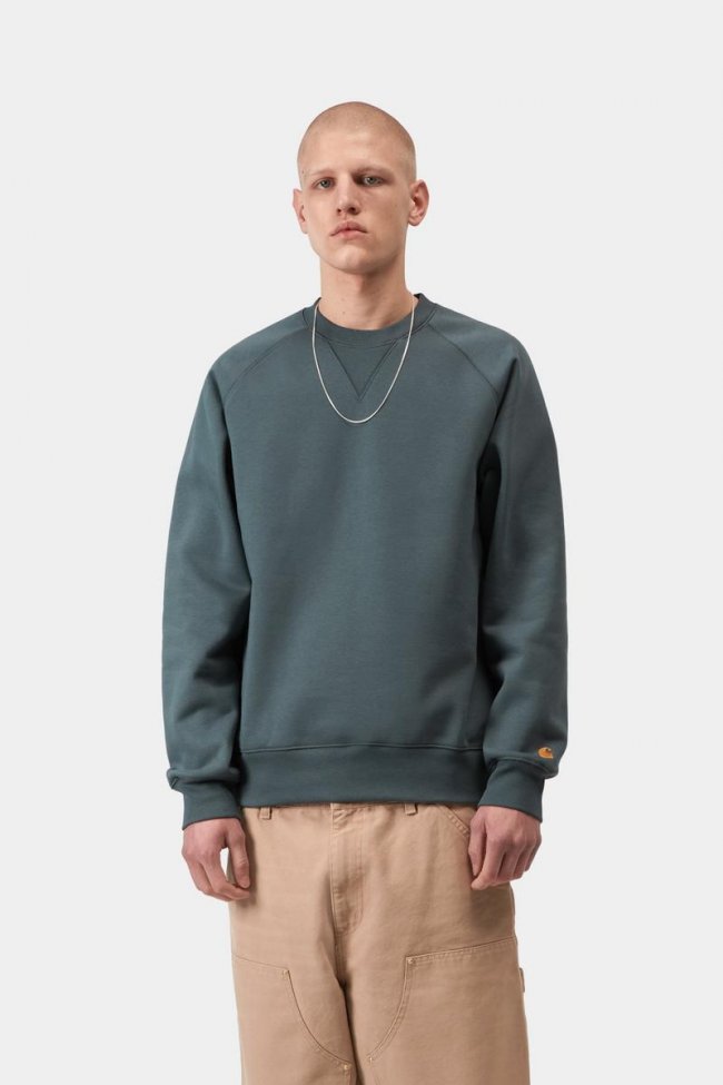 Carhartt Chase Sweatshirt - Cozy Blue / Gold Carhartt Chase Sweatshirt - Cozy Blue / Gold