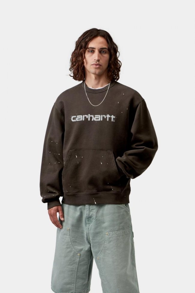 Carhartt Painter Sweatshirt - Tobacco, Destroy wash, splatter