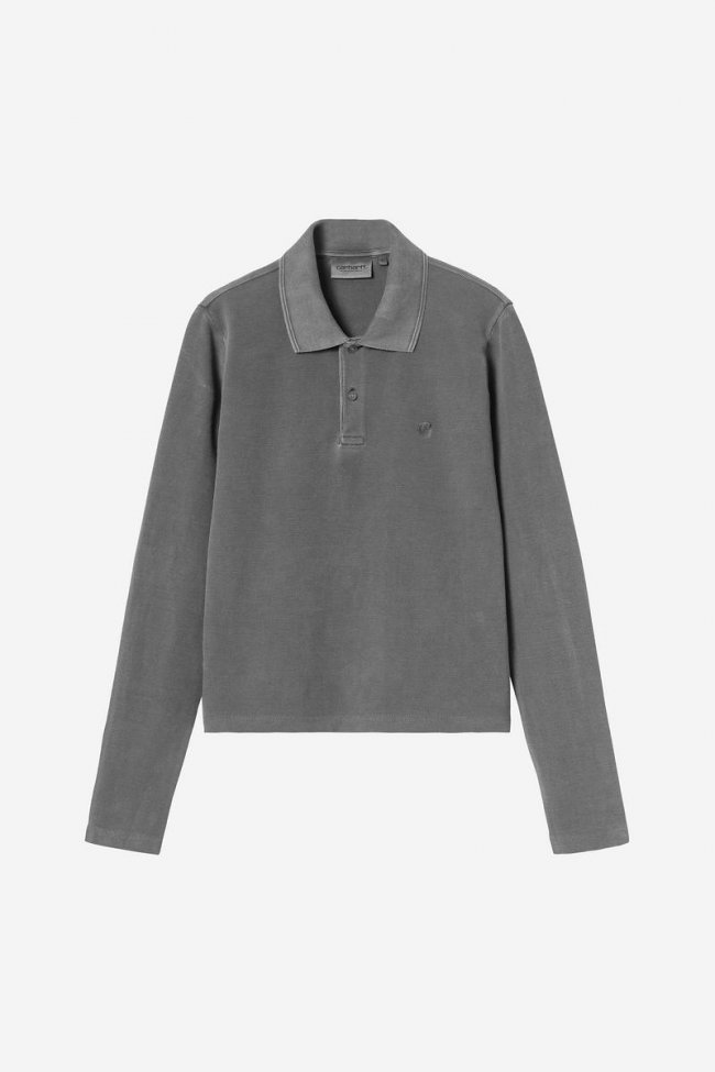 Carhartt L/S Dora Polo - Black, Garment dyed Carhartt L/S Dora Polo - Black, Garment dyed