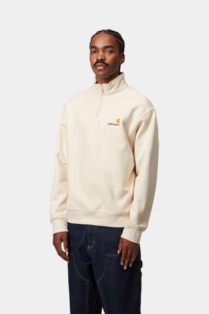 Carhartt Half Zip American Script Sweatshirt - Natural