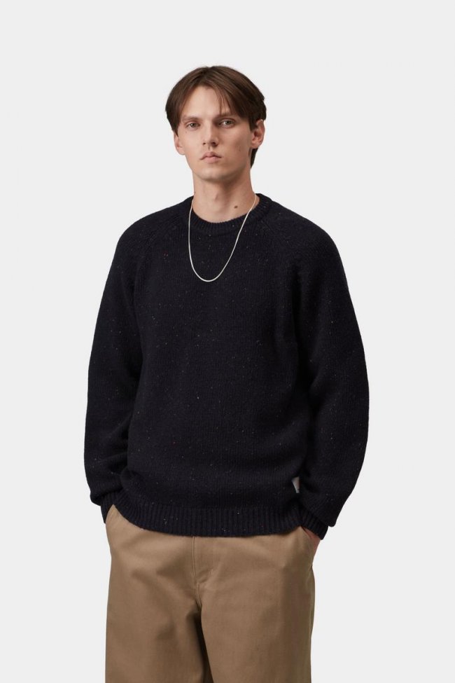 Carhartt Anglistic Sweater - Speckled Dark Navy Carhartt Anglistic Sweater - Speckled Dark Navy