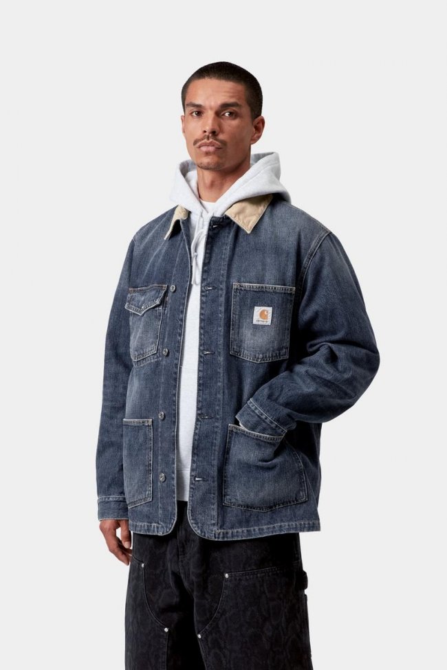 Carhartt Warren Chore Coat - Blue / Dusty H Brown, Dark used wash Carhartt Warren Chore Coat - Blue / Dusty H Brown, Dark used wash