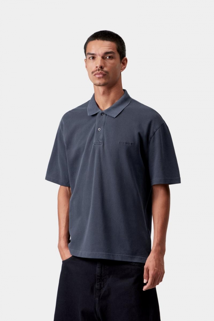 Carhartt S/S Wayne Polo - Dark Navy, Garment dyed