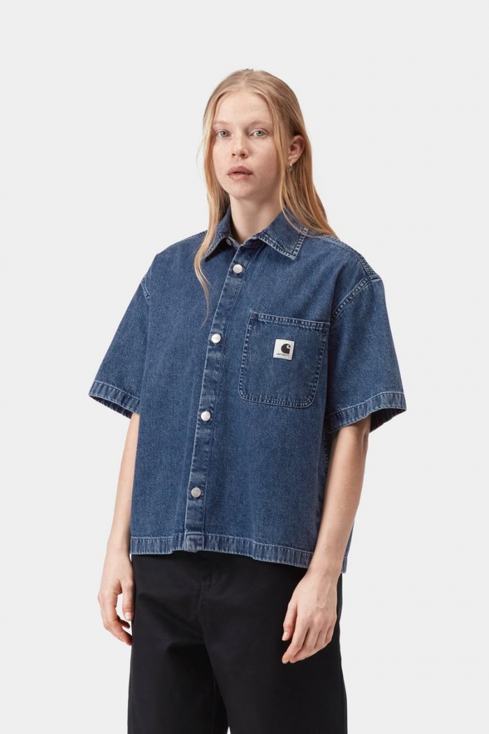 Carhartt S/S Lovilia Shirt - Blue, Stone washed