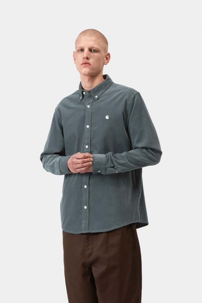 Carhartt L/S Madison Fine Cord Shirt - Cozy Blue / Wax