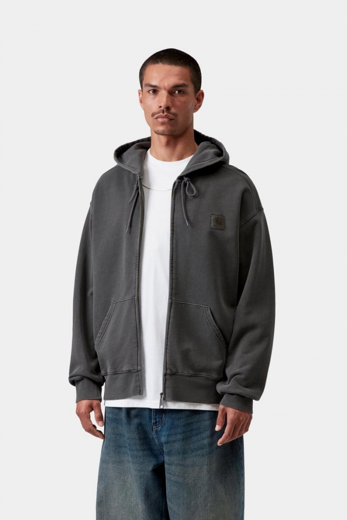 Carhartt Hooded Nelson Jacket - Black, Garment dyed
