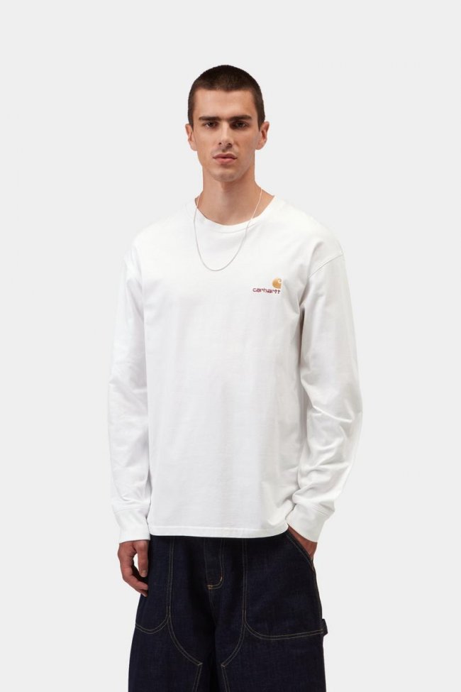 Carhartt L/S American Script T-Shirt - White