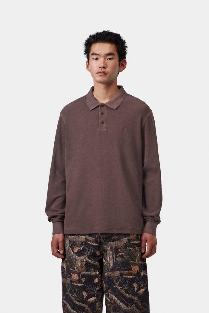 Carhartt L/S Waffle Rugby Shirt - Palisander, Garment dyed
