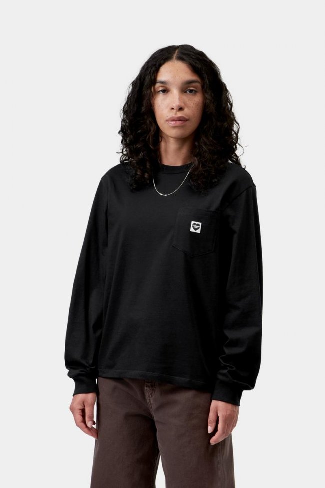 Carhartt L/S Pocket Small Heart T-Shirt - Black / Black Carhartt L/S Pocket Small Heart T-Shirt - Black / Black
